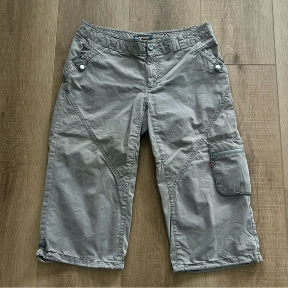 Eddie Bauer Sport Capris Pants Women 12 Cotton Nylon Hiking Cargo Outdoor 34x19”